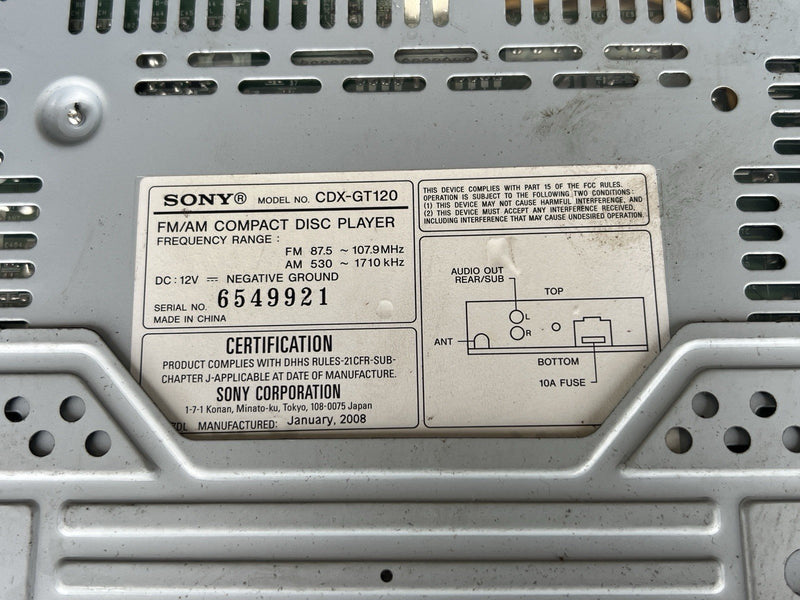 Sony CDX-GT120 Radio Head Unit CD Player w/Wiring For 93-00 Volvo 850 V70 #4569E