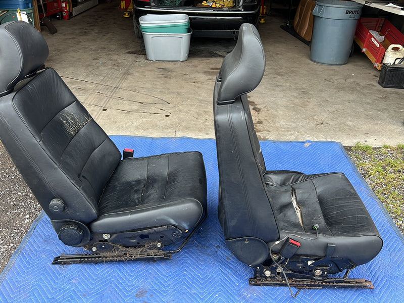 1990-1992 Volvo 740 745 940 Front Left Right Seat Pair Black Leather OEM #5998EM