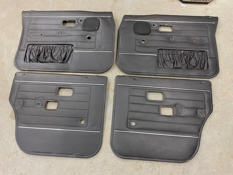 1969-1974 Volvo 144 145 Black Door Card Set of 4 Late Model Trim OEM #2473EJ