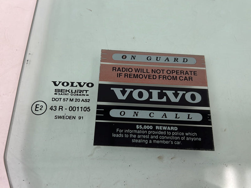 1986-1993 Volvo 240 244 Rear Driver Left Window Glass 43R-001105 OEM #5579EM