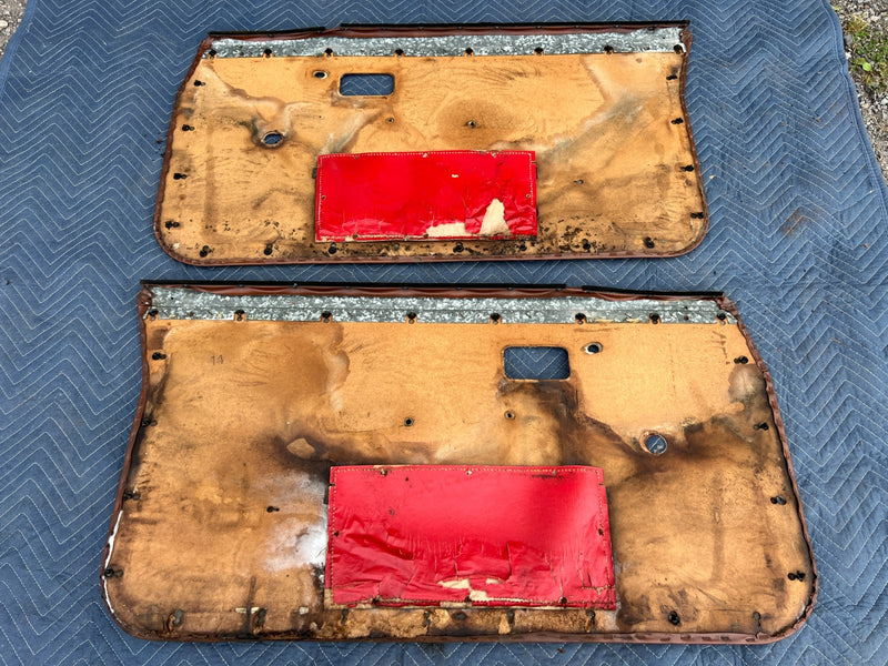 1967-1974 Volvo 140 142 144 145 Front Right Left Door Card Brown Pair OE #4885EM