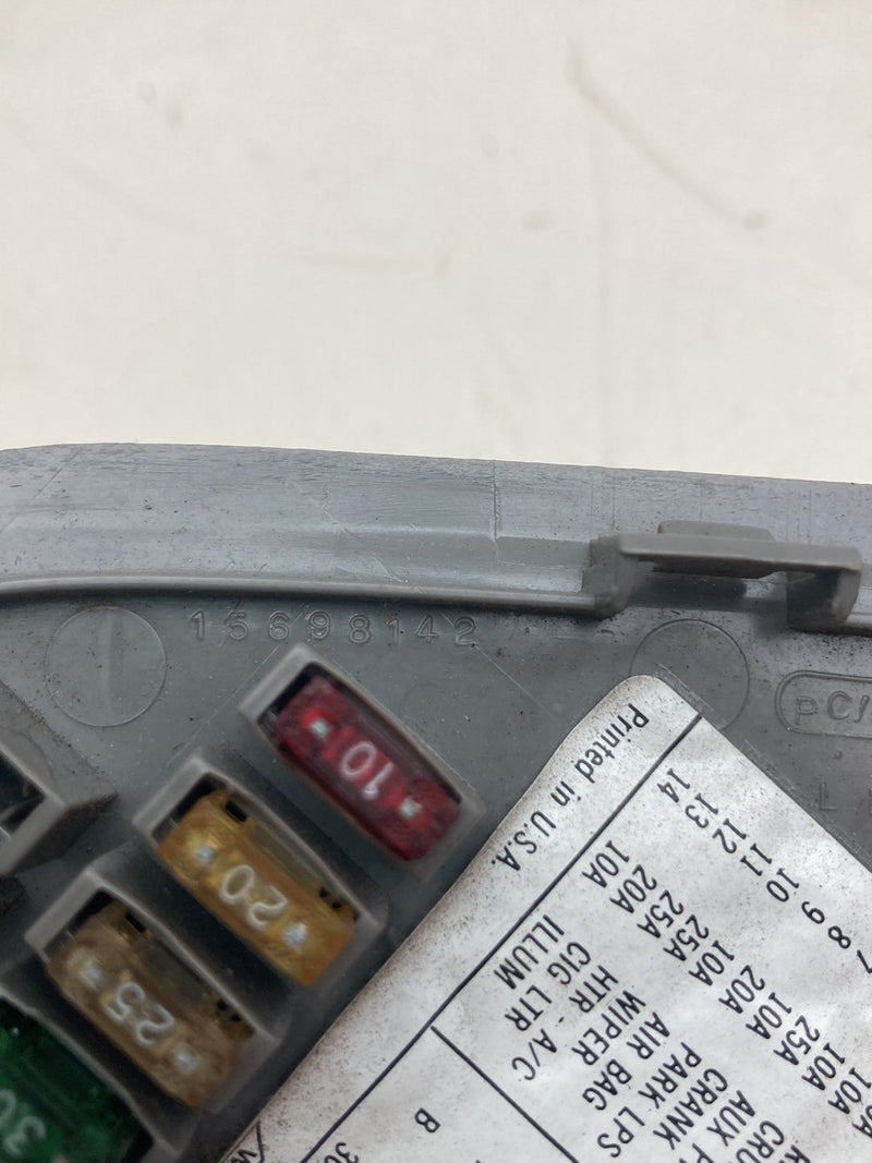 1996 Chevrolet Silverado GMT800 - Fuse Box Cover PN: 15953180