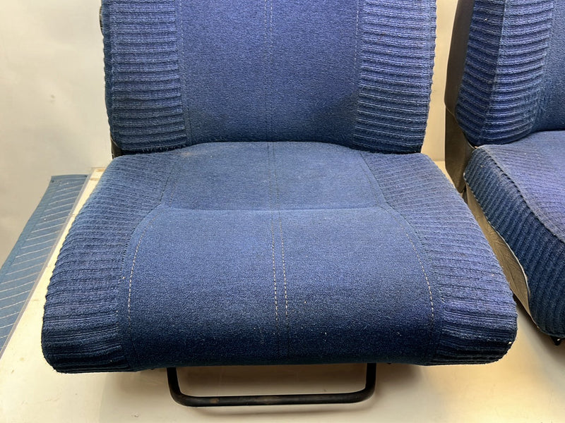 1975-1980 Volvo 244 240 Front Left & Right Seat Blue Cloth Pair OEM #5302EM