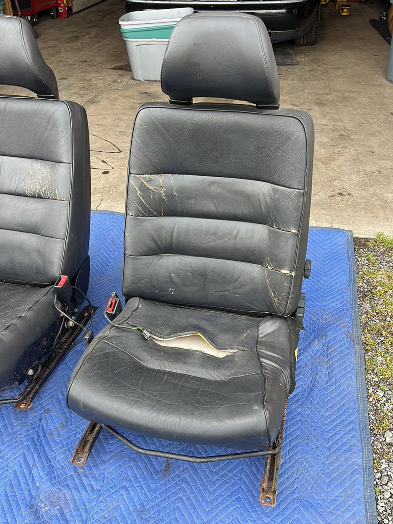 1990-1992 Volvo 740 745 940 Front Left Right Seat Pair Black Leather OEM #5998EM