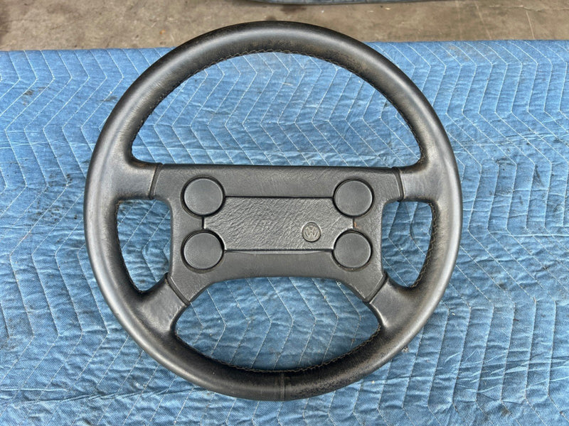 1985-1992 VW Golf Steering Wheel Gray Leather 4 Spoke Sport 191419091 OEM