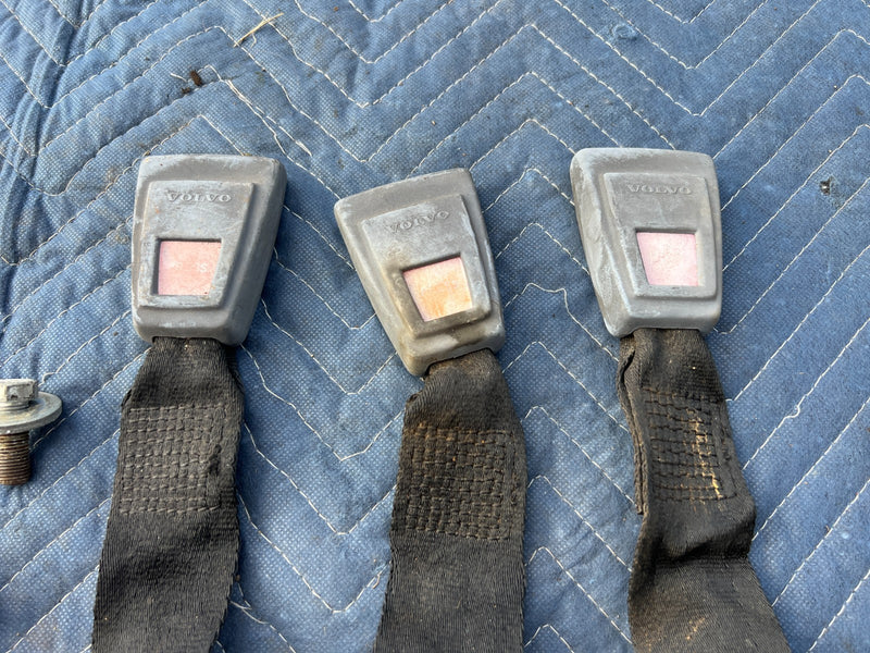 1967-1974 Volvo 140 142 Coupe Rear Seat Belt Buckle Set of 3 OEM #4883EM