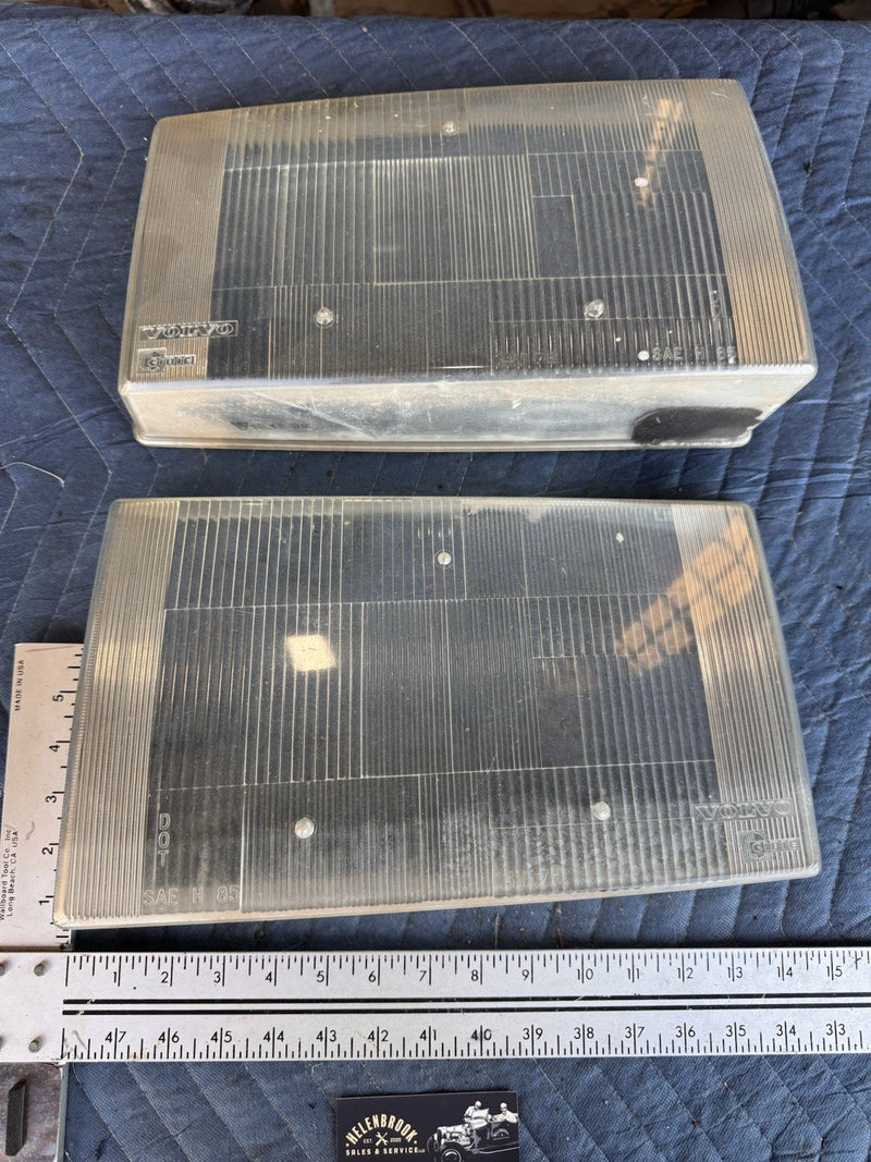 1986-1993 Volvo 240 244 245 Left & Right Headlight Lenses CIBIE TV OEM #4965E