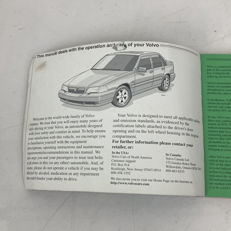 1998-2000 Volvo V70 Owners Manual Book Booklet OEM #5171M