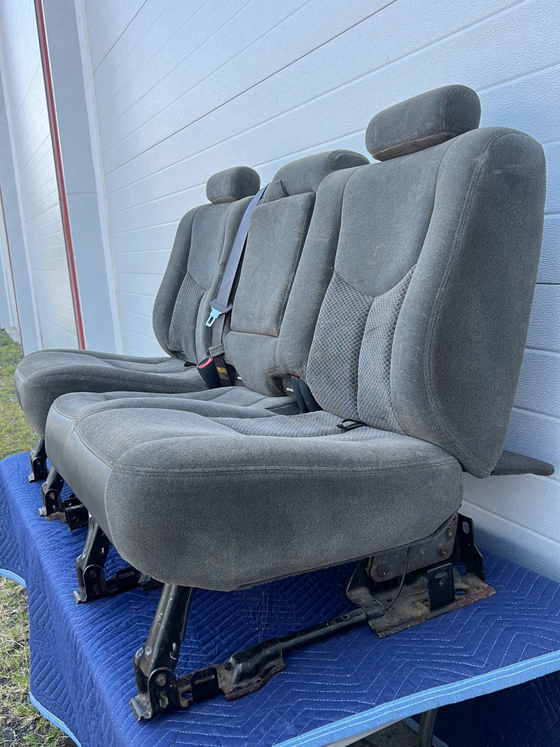 2003-2007 Chevy Silverado GMC Sierra Split Bench Rear Seat Gray Cloth OE #5509EM