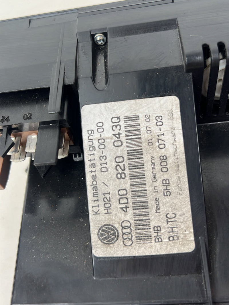 2001-2003 Audi S8 D2 A8 Center Dash HVAC AC Heat Climate Control Switch Panel OEM #6101EM