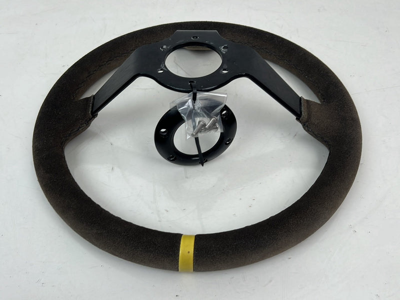 1983-1985 Porsche 944 3 Spoke Sparco Steering Wheel w/ Adaptor Ring OEM #5555EM