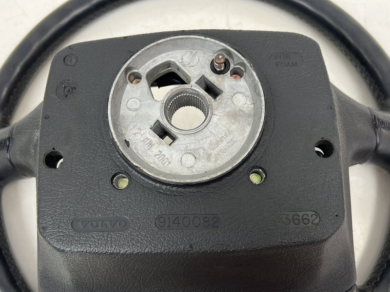 1993-1997 Volvo 850 Black Leather 4 Spoke Steering Wheel w/ Horn Button OEM