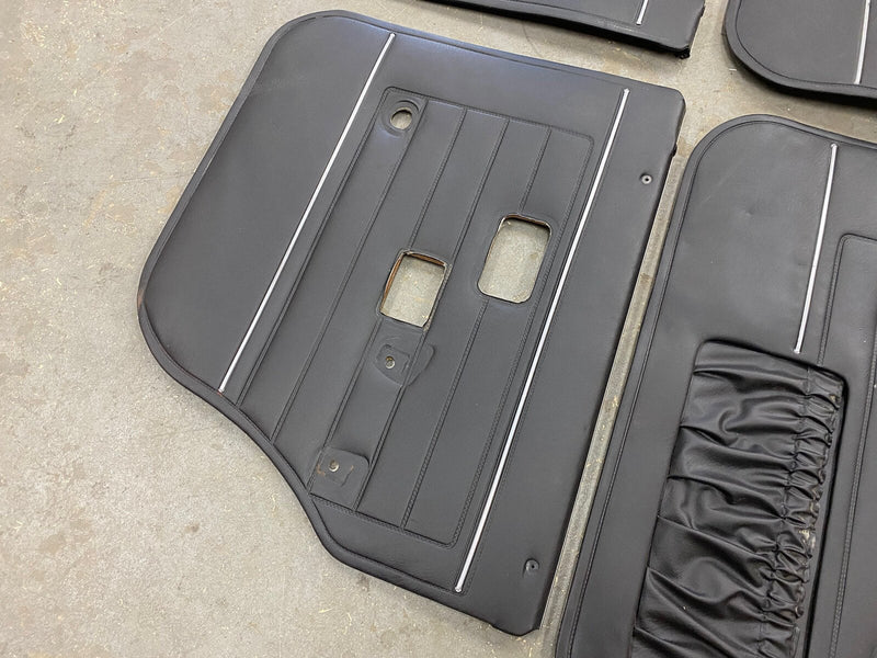 1969-1974 Volvo 144 145 Black Door Card Set of 4 Late Model Trim OEM #2473EJ