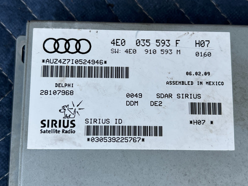 2005-2011 Audi A6 Sirius Radio Receiver Module Control Unit 4E0035593F OEM #25ZJ