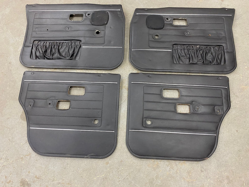1969-1974 Volvo 144 145 Black Door Card Set of 4 Late Model Trim OEM #2473EJ