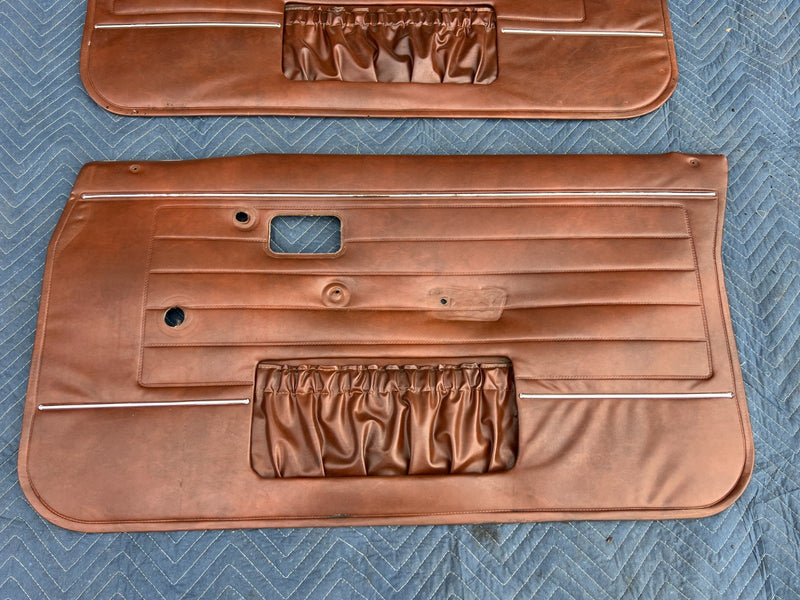 1967-1974 Volvo 140 142 144 145 Front Right Left Door Card Brown Pair OE #4885EM