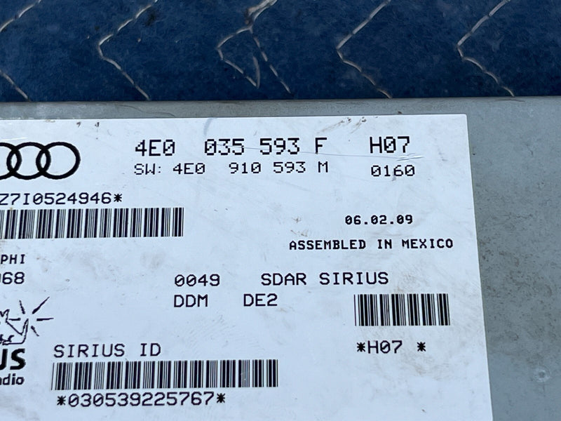 2005-2011 Audi A6 Sirius Radio Receiver Module Control Unit 4E0035593F OEM #25ZJ