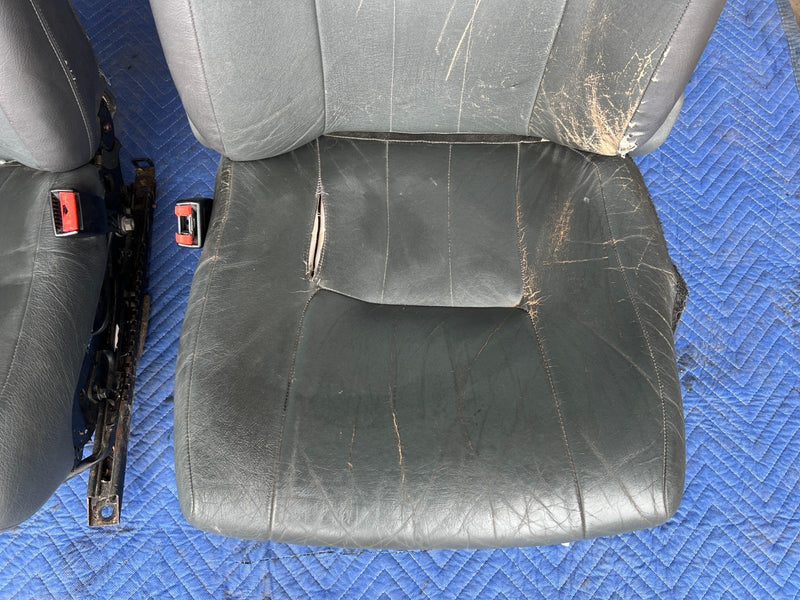 1992-1995 Volvo 940 740 Front Left & Right Seat Pair Charcoal Leather OE #3266EM