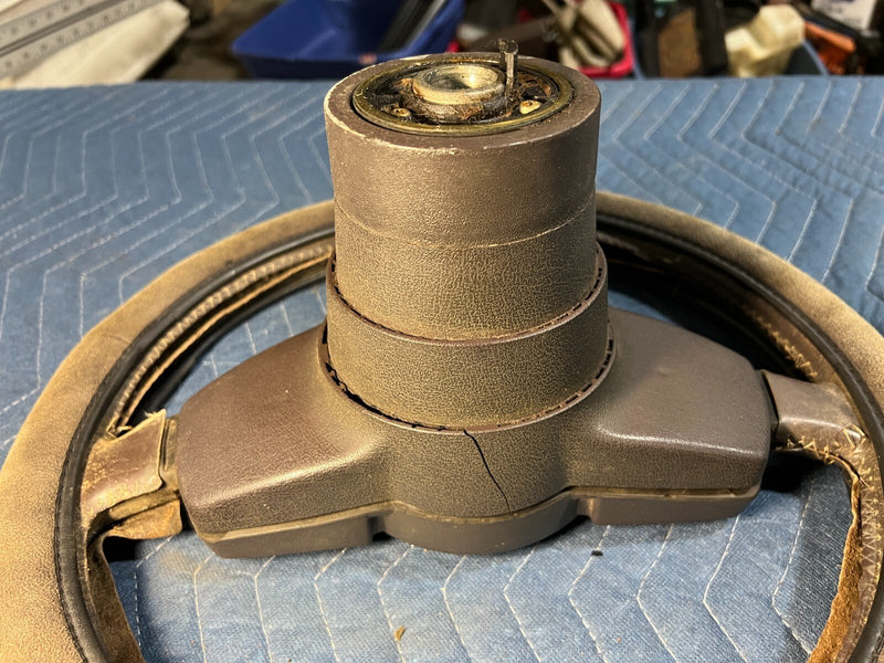 1983-1985 Porsche 944 Leather 3 Spoke Steering Wheel & Center Pad OEM #2512EM