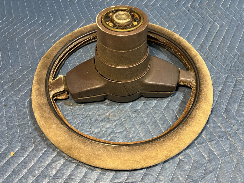 1983-1985 Porsche 944 Leather 3 Spoke Steering Wheel & Center Pad OEM #2512EM
