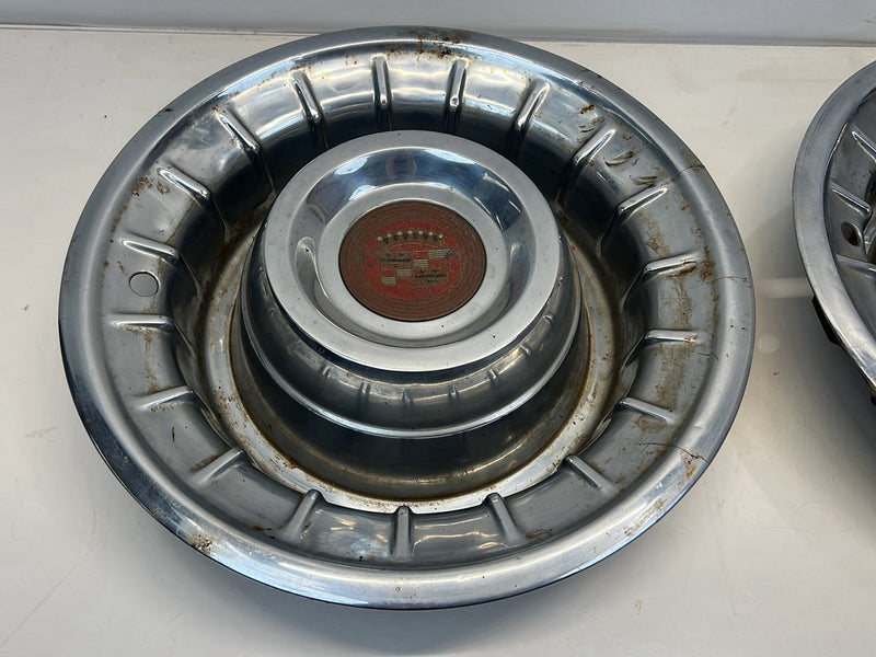 1956-1957 Cadillac Eldorado DeVille Sombrero 15 inch Hub Cap Pair OEM #5306EM