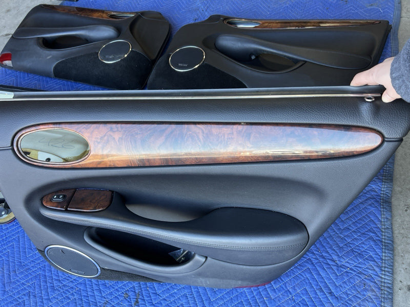 1998-2003 Jaguar XJR XJ8 X308 Set Of 4 Black Door Card Trim Panels OEM #4659E