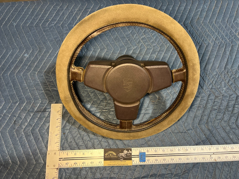 1983-1985 Porsche 944 Leather 3 Spoke Steering Wheel & Center Pad OEM #2512EM