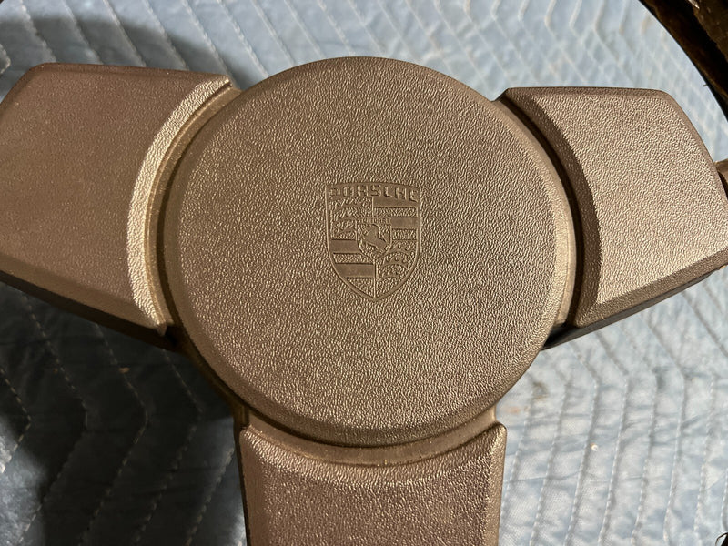 1983-1985 Porsche 944 Leather 3 Spoke Steering Wheel & Center Pad OEM #2512EM