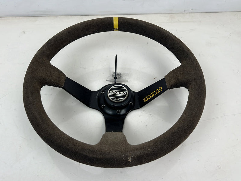 1983-1985 Porsche 944 3 Spoke Sparco Steering Wheel w/ Adaptor Ring OEM #5555EM