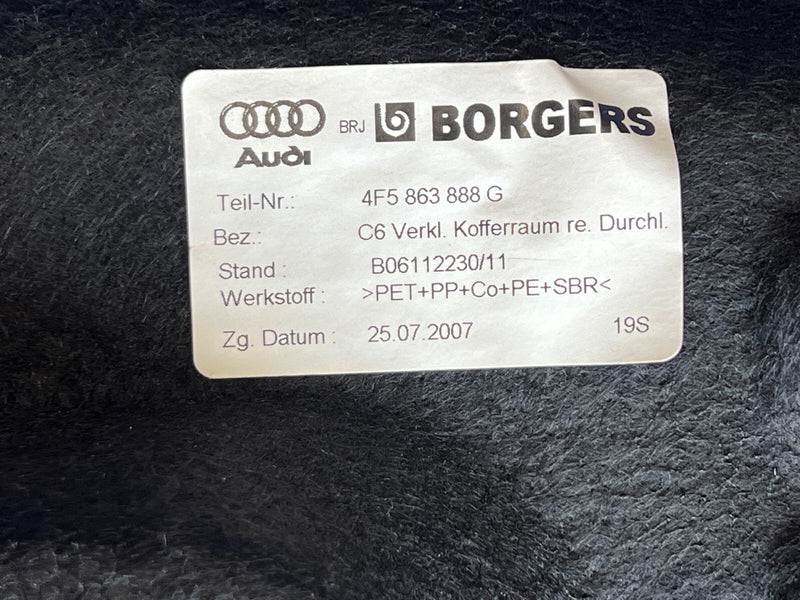 2005-2011 Audi A6 Trunk Left + Right Carpet Trim Panels 4F5 863 887/8 OEM #33ZJ