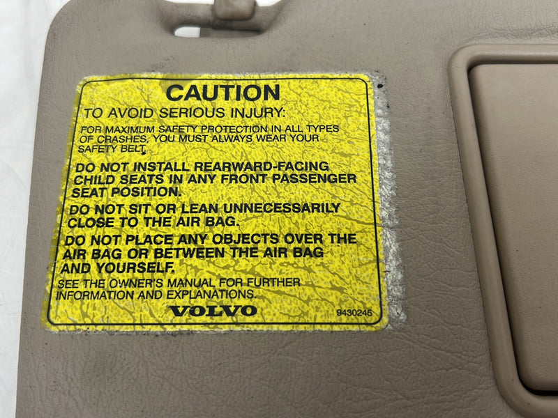 1993-1997 Volvo 850 Passenger Right Sun Visor Shade Beige 9430245 OEM