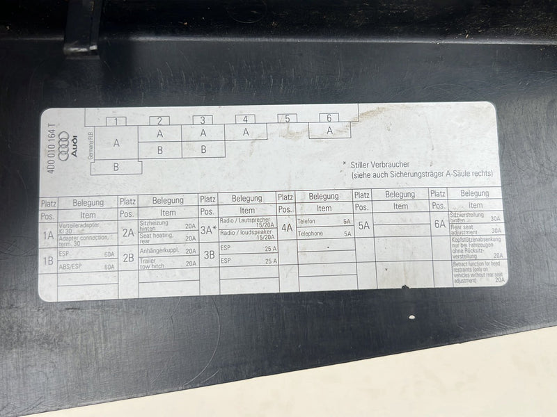 1996-2003 Audi S8 D2 A8 Trunk Fuse Box Cover Lid Trim Panel 4D0863508 OE #6485EM