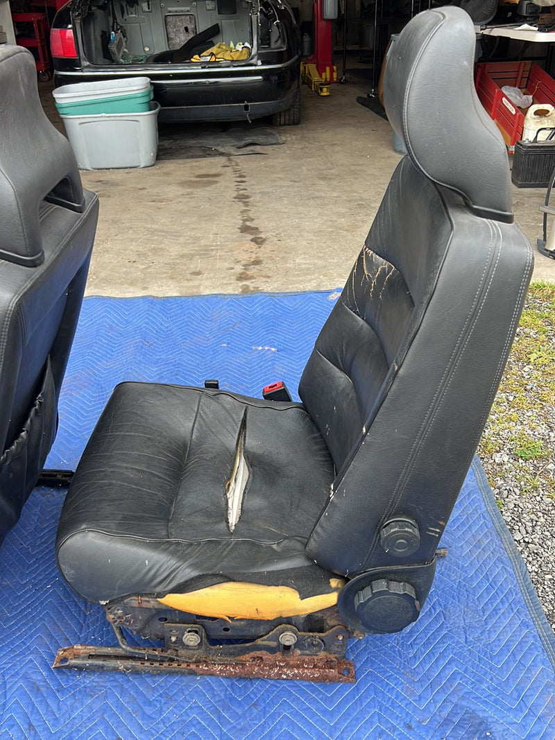1990-1992 Volvo 740 745 940 Front Left Right Seat Pair Black Leather OEM #5998EM