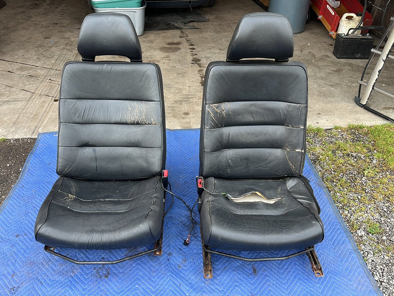 1990-1992 Volvo 740 745 940 Front Left & Right Seat Pair Black Leather OEM #5998EM