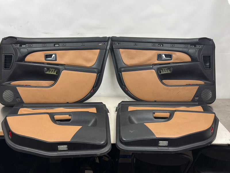 2001-2003 Audi S8 D2 A8 Door Card Trim Panel Set of 4 Black & Tan OEM #6070EM