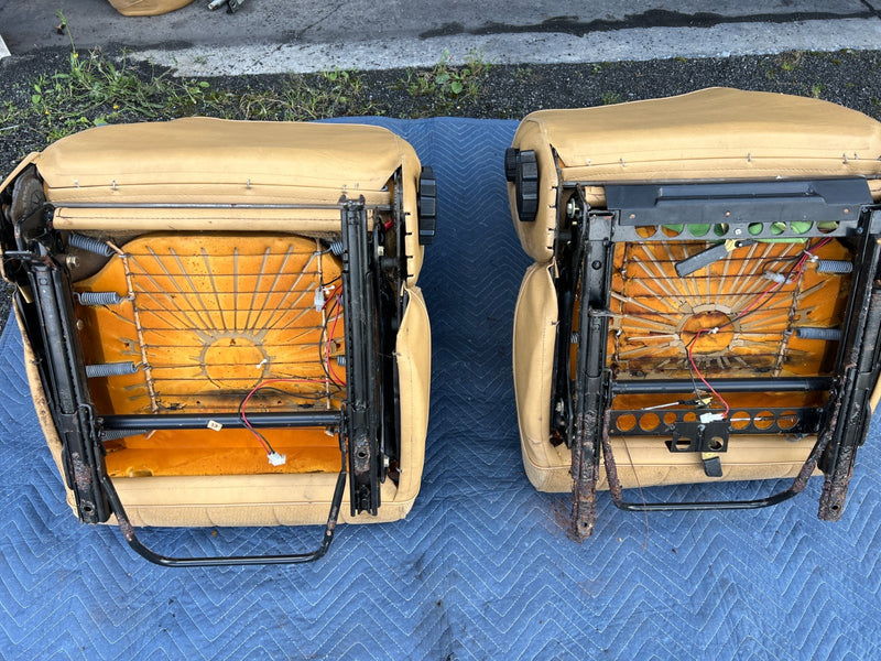 1986-1993 Volvo 240 244 Front Left & Right Tan Cloth Seat Pair OEM #4207EM