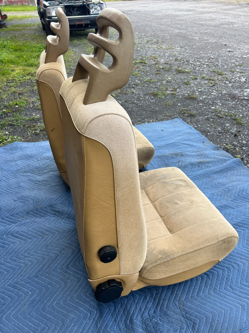 1986-1993 Volvo 240 244 Front Left & Right Tan Cloth Seat Pair OEM #4207EM