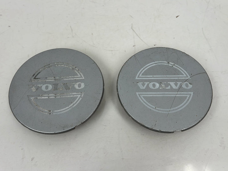 1990-1992 Volvo 740 745 940 Wheel Rim Center Hub Cap Pair Silver OEM #5904EM