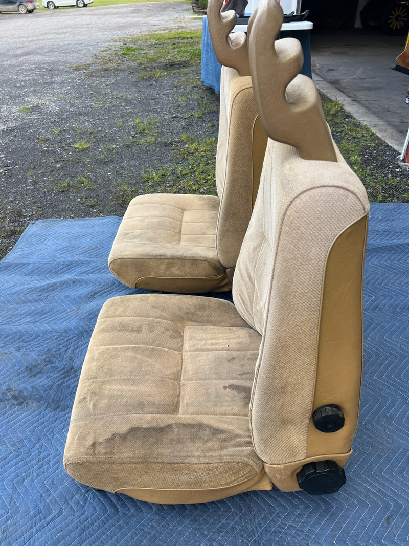 1986-1993 Volvo 240 244 Front Left & Right Tan Cloth Seat Pair OEM #4207EM