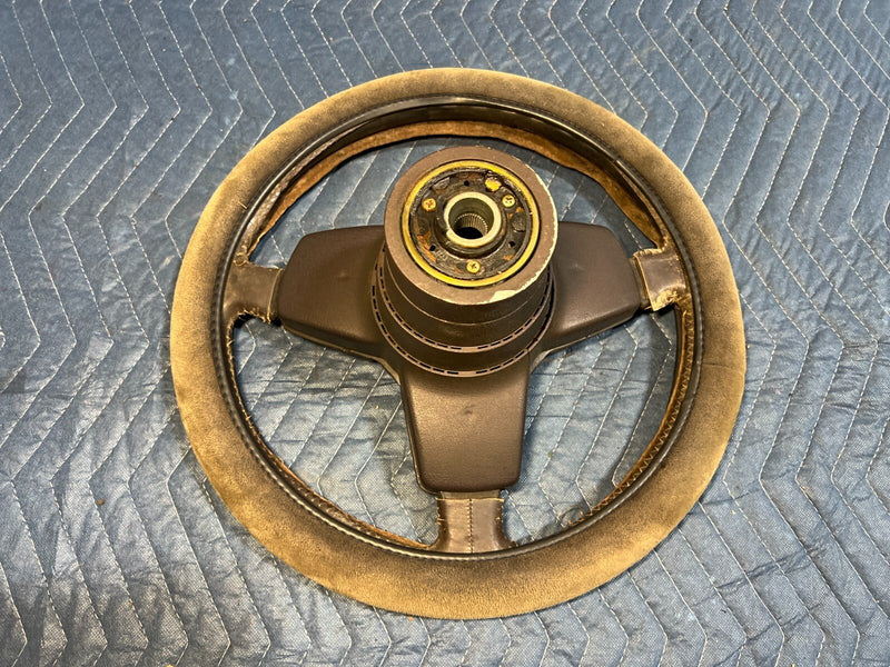 1983-1985 Porsche 944 Leather 3 Spoke Steering Wheel & Center Pad OEM #2512EM