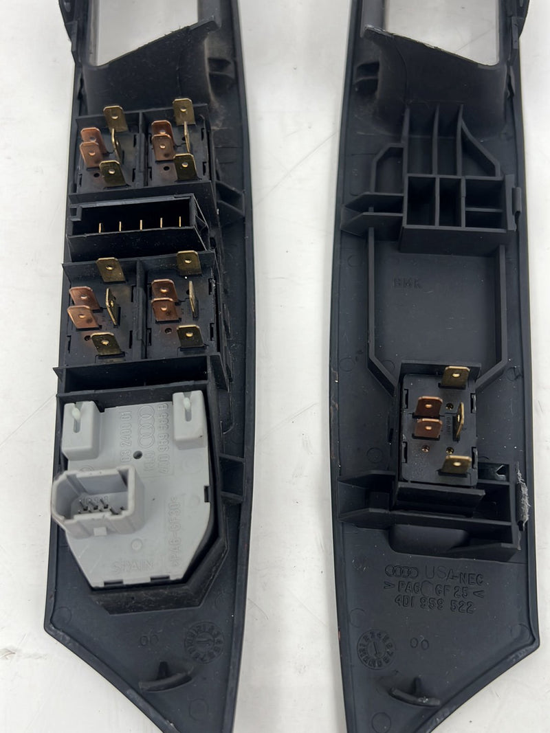 2001-2003 Audi S8 D2 A8 Door Window Switch w/ Trim Black Set of 4 OEM #6107EM