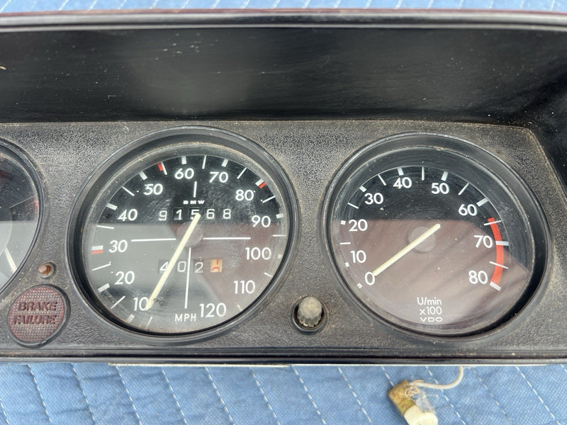 1966-1976 BMW 2002 E10 Tii Gauge Instrument Cluster 91k Speedometer OEM #3849M