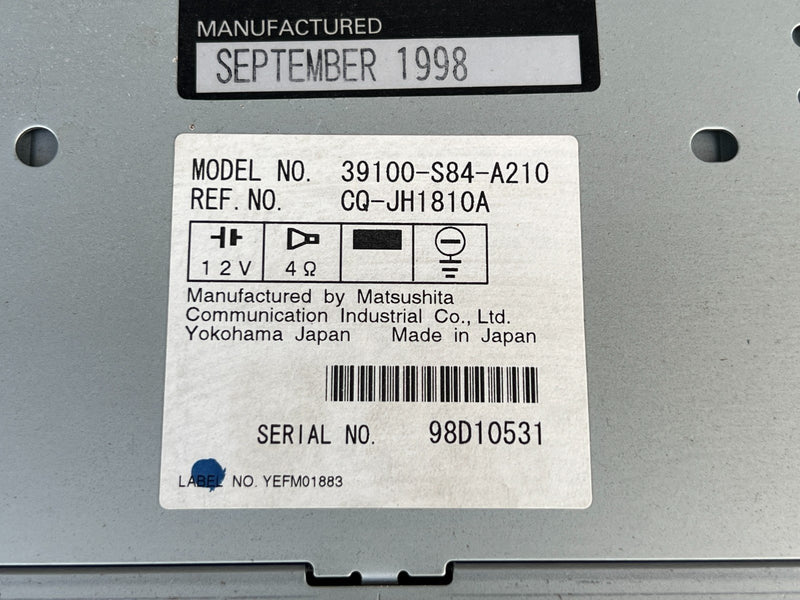 1998-2002 Honda Accord Radio Headunit CD AM FM 39100-S84-A210 OEM #1936CN