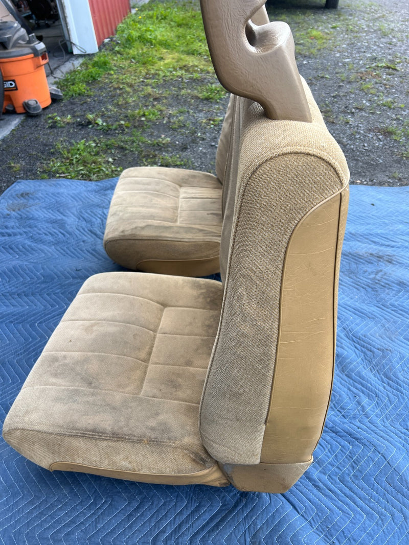 1986-1993 Volvo 240 244 Front Left & Right Tan Cloth Seat Pair OEM #4207EM