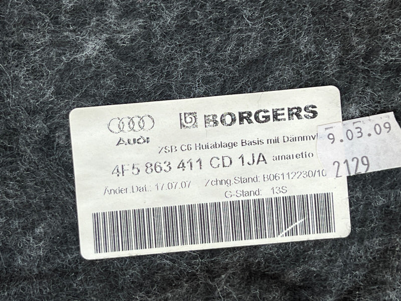 2005-2011 Audi A6 Rear Parcel Shelf Carpet Panel Amaretto 4F5863411 OEM #32ZJ