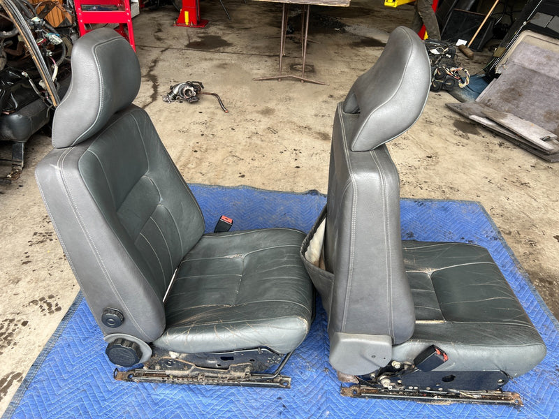 1992-1995 Volvo 940 740 Front Left & Right Seat Pair Charcoal Leather OE #3266EM