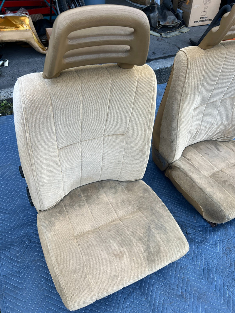 1986-1993 Volvo 240 244 Front Left & Right Tan Cloth Seat Pair OEM #4207EM