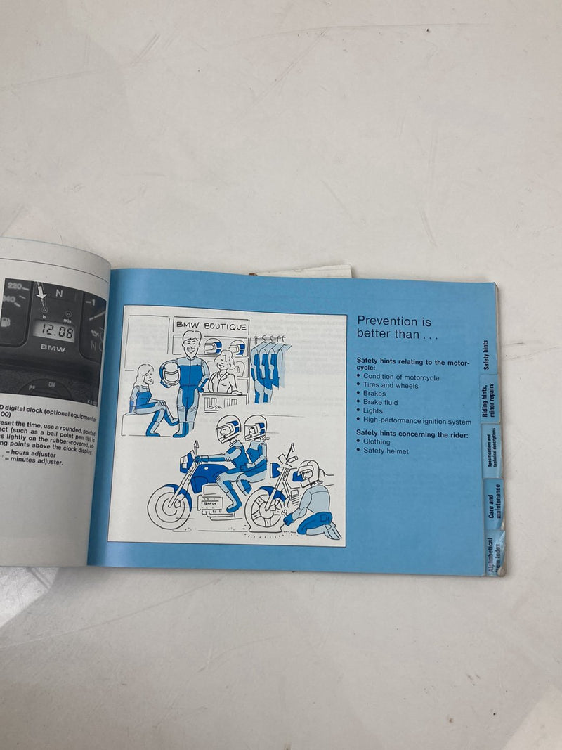 1985 BMW K100RT - Owners Manual PN: 01479798447