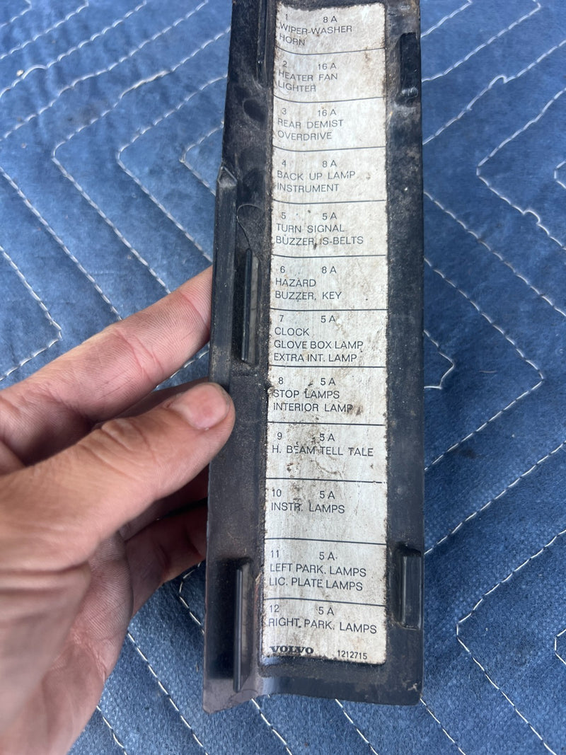 1967-1974 Volvo 140 142 144 145 Dash Fuse Box Cover Lid Trim Black OEM #4914EM