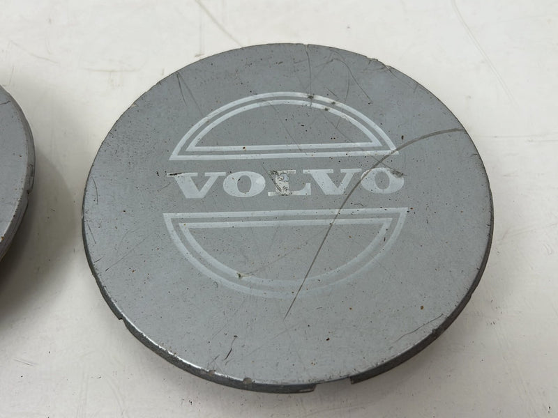 1990-1992 Volvo 740 745 940 Wheel Rim Center Hub Cap Pair Silver OEM #5904EM